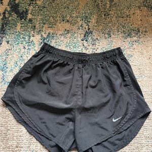 Nike Women's Black Athletic Running Shorts with White Swoosh